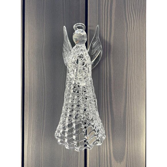 Large 6.5" Spun Glass Christmas Angel Holding Candle Handmade Vintage - Picture 4 of 7